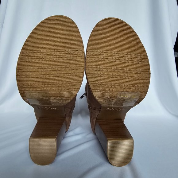 Taupe Suede Peep-Toe Slouch Bootie - Bella Marie - Picture 9 of 15